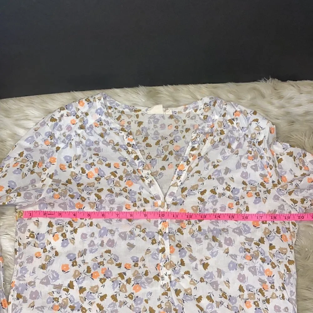 Women’s Cotton Floral Medium Top Ace Delivery Brand Long Sleeve Blouse - Picture 9 of 9